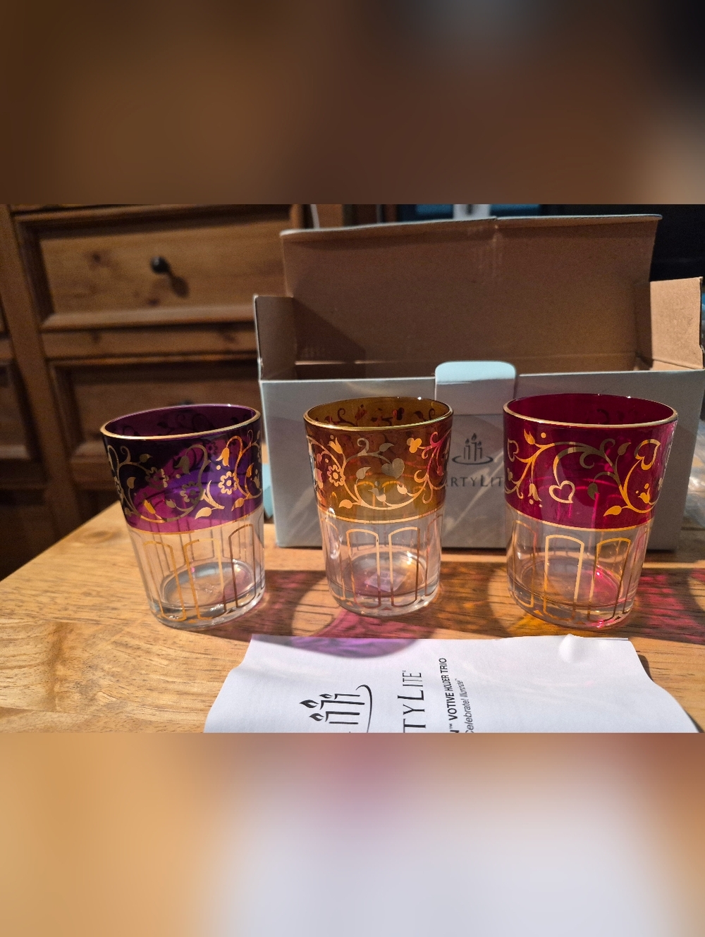 Partylite  3 PC Global  Fusion Votive  Glass Candle Holder  Trio New In Box